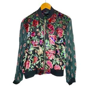 Feathers by Tolani Quinn Noire Burnout Floral Bomber Jacket Size S Anthropologie